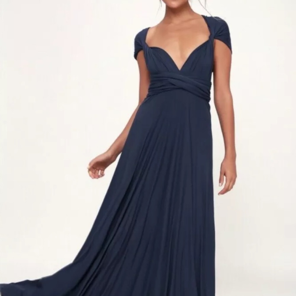 Lulu’s Navy Blue Infinity Wrap Dress - Worn Once!